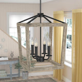 4 Light Lantern Adjustable Dimmable Square/Rectangle Chandelier - Distinctive Merchandise