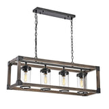 4 Light Adjustable Dimmable Rectangle Chandelier with Wrought Iron Accents - Distinctive Merchandise