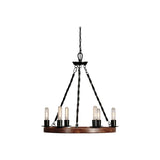 Farm Home Perfect Circle 6 Lights Metal Wood Chandelier