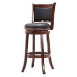 Cherry 29-inch Solid Wood Bar Stool with Faux Leather Swivel Seat - Distinctive Merchandise