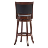 Cherry 29-inch Solid Wood Bar Stool with Faux Leather Swivel Seat - Distinctive Merchandise