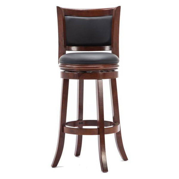 Cherry 29-inch Solid Wood Bar Stool with Faux Leather Swivel Seat - Distinctive Merchandise