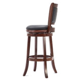 Cherry 29-inch Solid Wood Bar Stool with Faux Leather Swivel Seat - Distinctive Merchandise