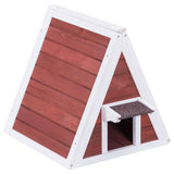 Weatherproof Red A-Frame Wooden Cat House Furniture Shelter with Eave - Distinctive Merchandise