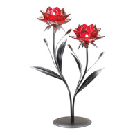 Beautiful Red Flowers Candleholder - Distinctive Merchandise