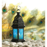 Blue Glass Moroccan Style Lantern - Distinctive Merchandise