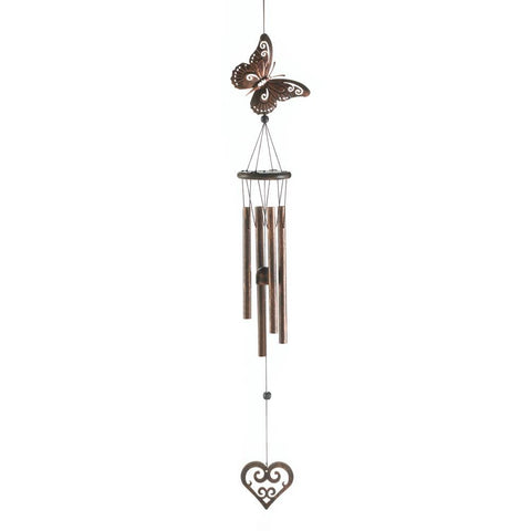 Butterfly And Heart Wind Chimes - Distinctive Merchandise