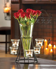 Circular Candle Stand With Vase - Distinctive Merchandise