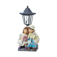 Couple With Solar Street Light Statue - Distinctive Merchandise