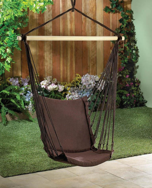 Espresso Cotton Padded Swing Chair - Distinctive Merchandise