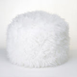 Fuzzy White Ottoman Pouf - Distinctive Merchandise