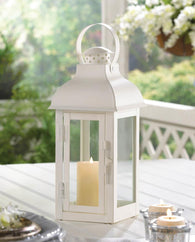 Gable Medium White Lantern - Distinctive Merchandise