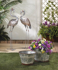 Galvanized Flamingo Statue - Distinctive Merchandise