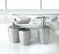 Hammered Silver Texture Bath Accessories - Distinctive Merchandise