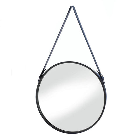 Hanging Mirror With Faux Leather Strap - Distinctive Merchandise
