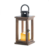 Lodge Wooden Lantern With Led Candle - Distinctive Merchandise