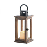 Lodge Wooden Lantern With Led Candle - Distinctive Merchandise