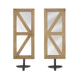 Mirrored Wood Candle Sconce Set - Distinctive Merchandise