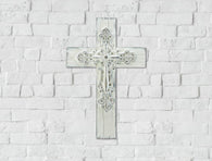 Ornate Whitewashed Cross - Distinctive Merchandise