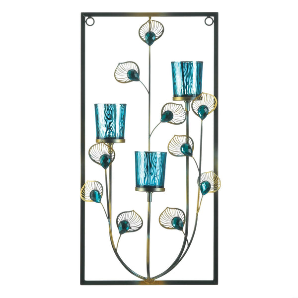 Peacock Three Candle Wall Sconce - Distinctive Merchandise