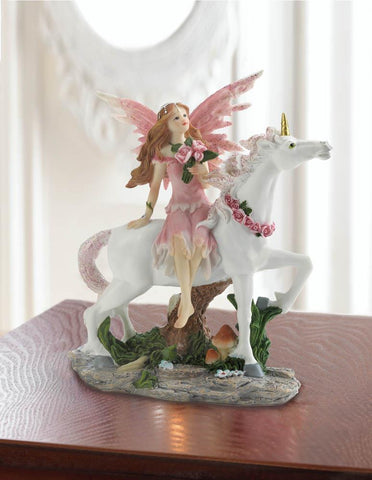 Pink Fairy With Unicorn Figurine - Distinctive Merchandise