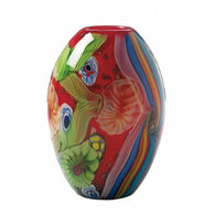 Red Floral Flow Glass Vase - Distinctive Merchandise