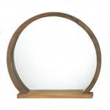 Round Wooden Mirror With Shelf - Distinctive Merchandise