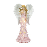 Solar Powered Pink Rose Angel Statue - Distinctive Merchandise