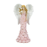 Solar Powered Pink Rose Angel Statue - Distinctive Merchandise