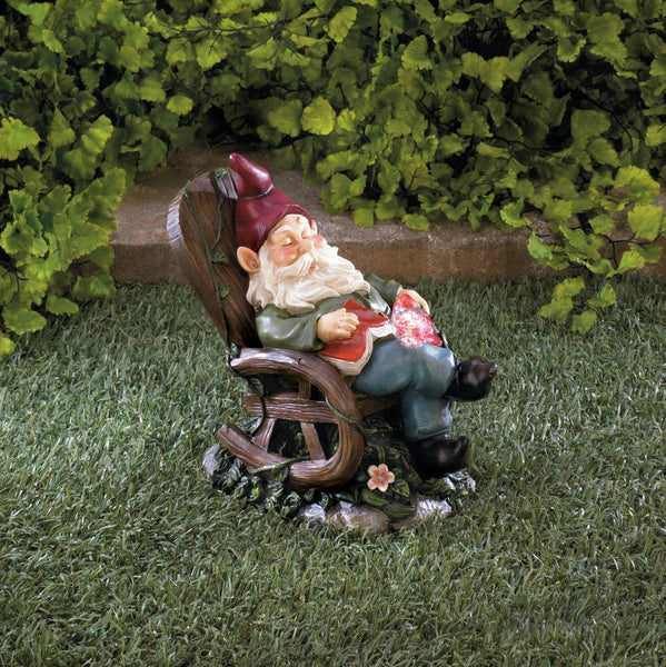 Solar Red Bird Rocking Chair Gnome - Distinctive Merchandise