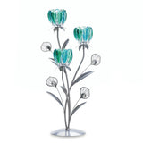 Triple Peacock Bloom Candleholder - Distinctive Merchandise
