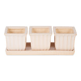 White Square Ceramic Small Planter Set Of 3