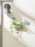 Rooster Galvanized Wall Planter