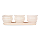 Cream Round Ceramic Small Planter Set Of 3