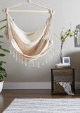 Natural Hammock Chair With Fringe Trim