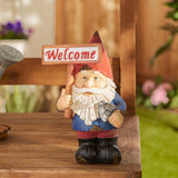 Welcome Gnome Solar Statue