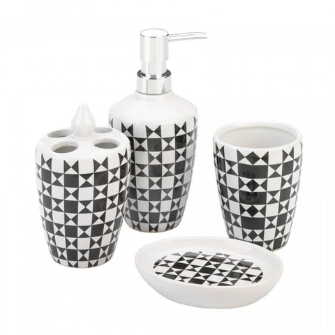 Geometric Pattern Bath Accessory Set - Distinctive Merchandise